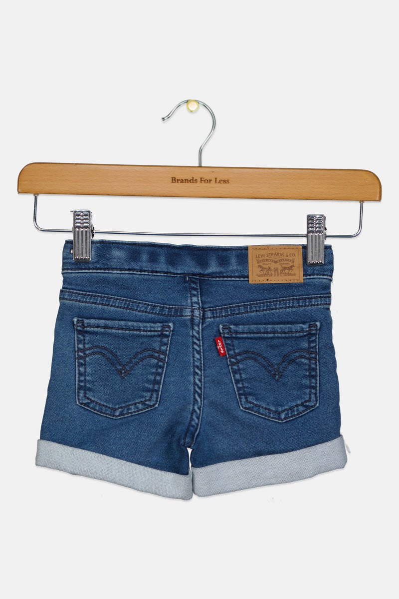 Levi's Toddlers Girl Washed Denim Shorts, Blue - Image 2