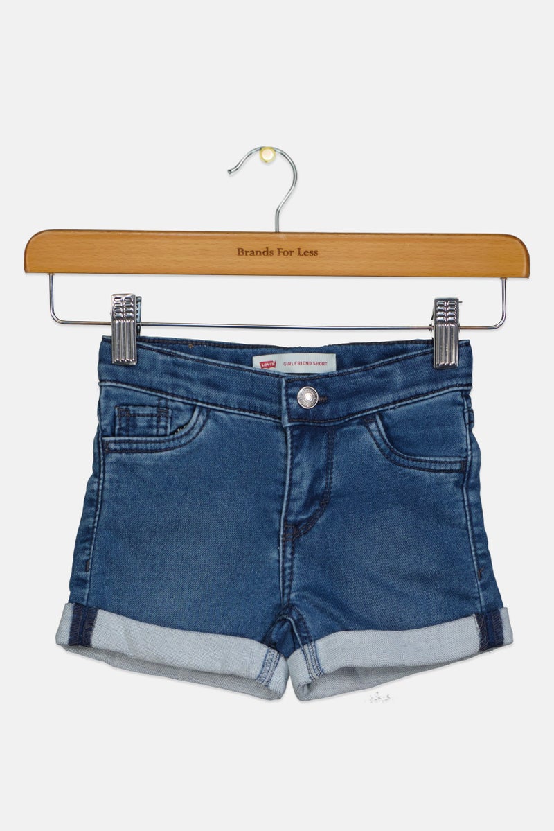 Levi's Toddlers Girl Washed Denim Shorts, Blue - Image 1