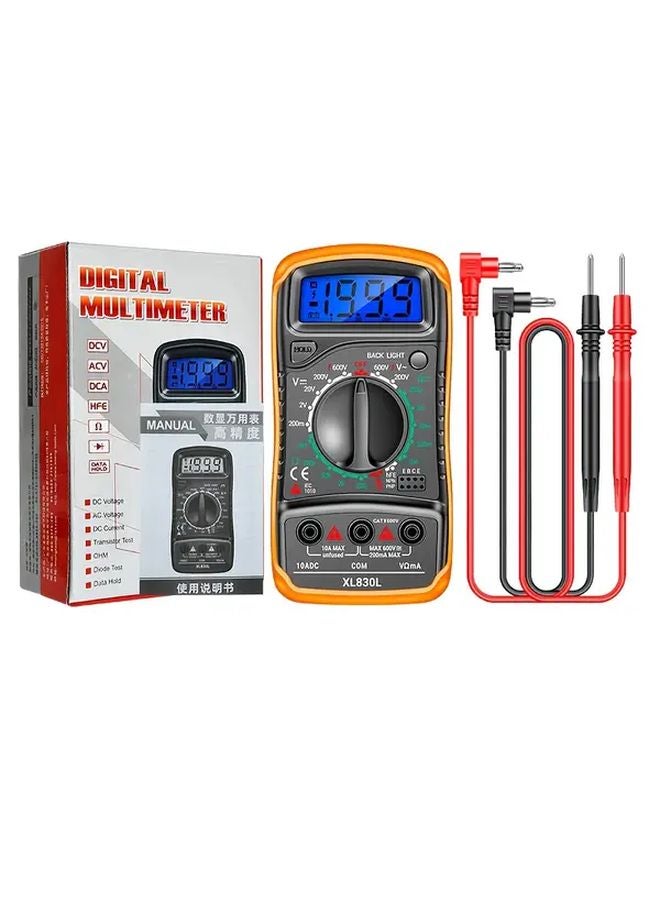 Orange XL830L Digital Multimeter 1999 Counts 10A DC Current HFE Diode Transistor Tester - Image 1