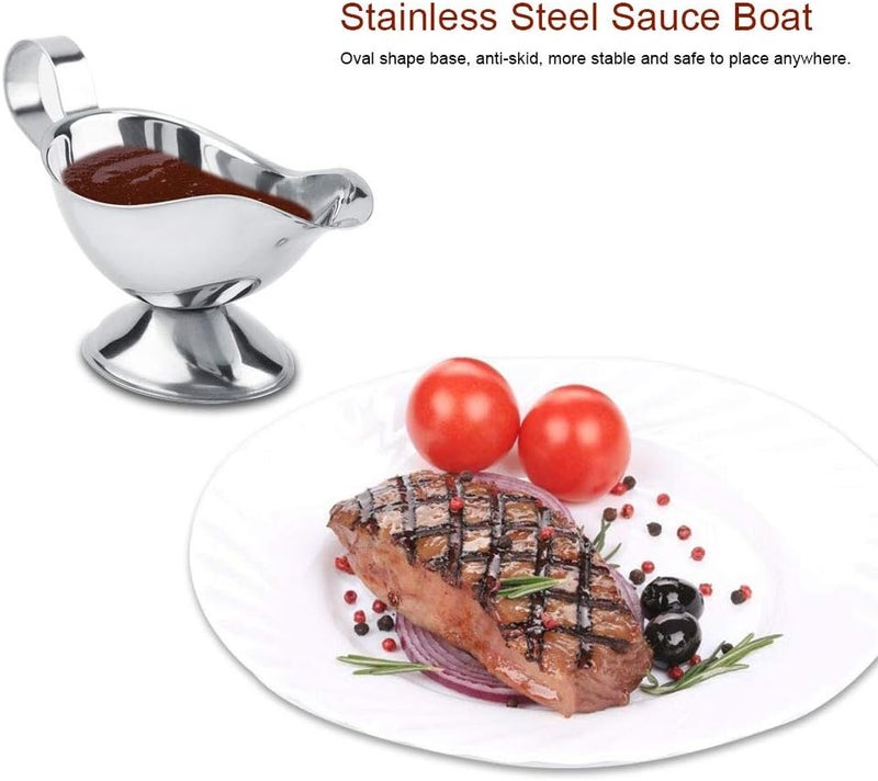 3oz Stainless Steel Gravy Boat, Leak Proof Duck Mouth Gravy Server with Ergonomic Handle, Professional Seasoning Container for Restaurant Kitchen and Home Dining (3 ounces) - Image 3