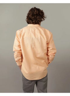 American Eagle AE Band Collar Linen Button-Up Shirt  - Image 3