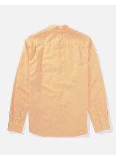 American Eagle AE Band Collar Linen Button-Up Shirt  - Image 2