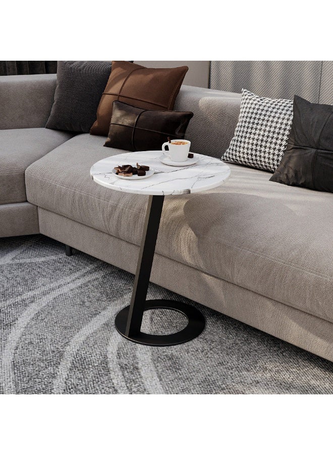 الهوم طاولة جانبية رخامية ابيض واسود - 35x55 سم - Image 1