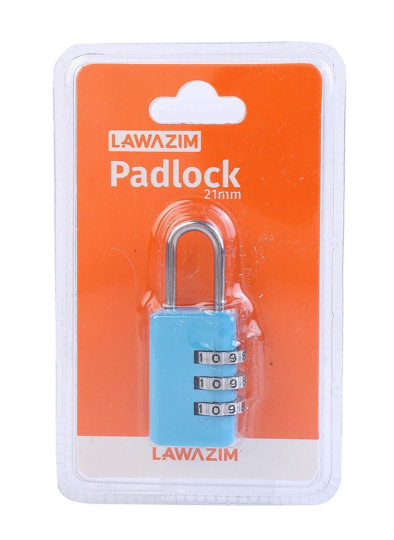 LAWAZIM Combination Padlock - 3 Piece 21milimeter Blue - Shackle Combination Lock Dial Lock Gym & School locker lock Travel lock Luggage lock Storage Unit Cabinet Keyless lock 3 digits Resettable lock  - Image 3