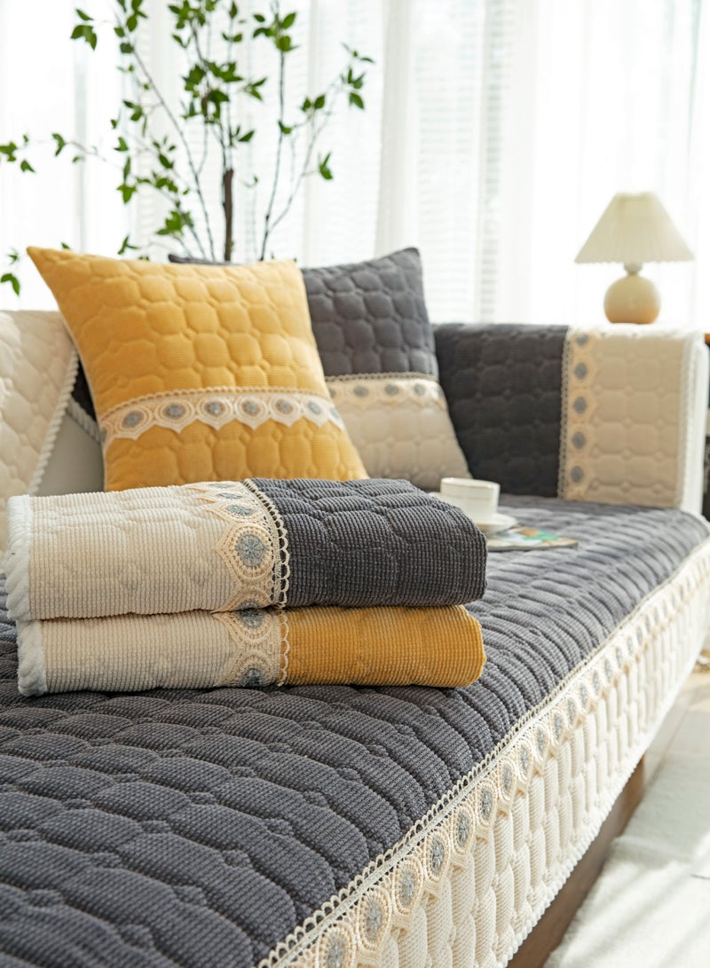Sharpdo Sofa Slipcover Sofa Cover 4 Seater Four Seasons Corduroy Sofa Seat Cushion Thick Sofa Protector Anti-slip 110*240CM - Image 2