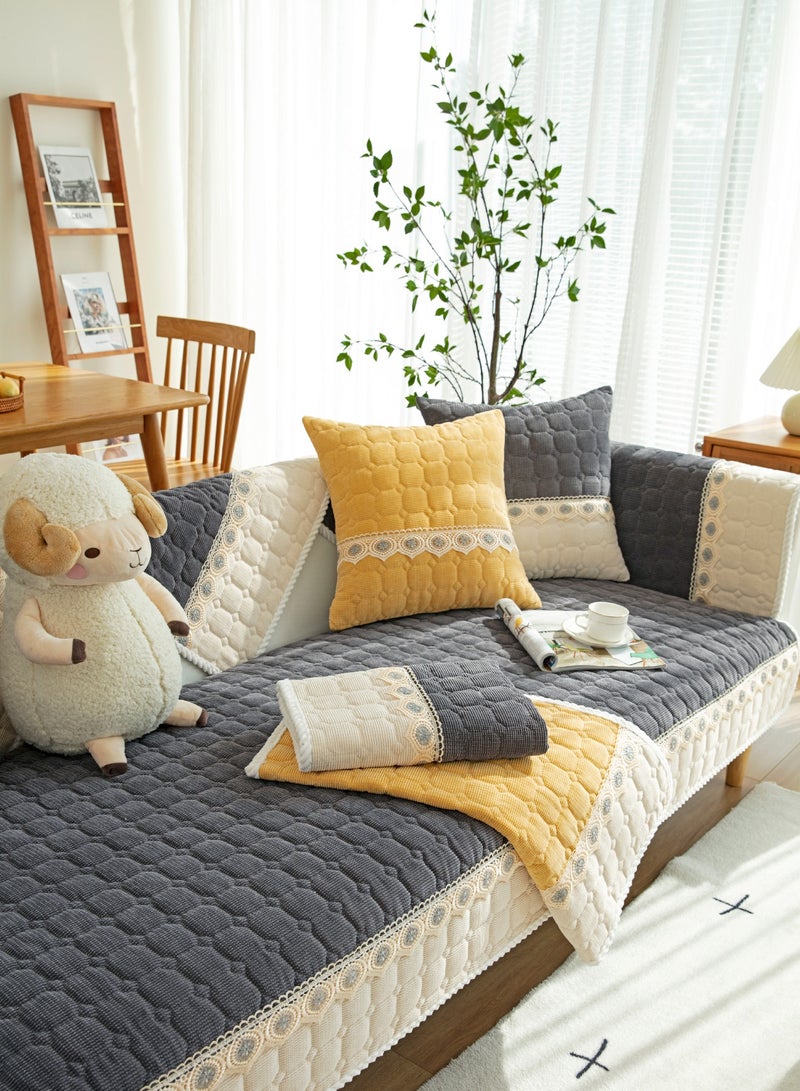 Sharpdo Sofa Slipcover Sofa Cover 4 Seater Four Seasons Corduroy Sofa Seat Cushion Thick Sofa Protector Anti-slip 110*240CM - Image 3