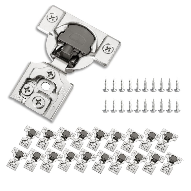 Redunest Redunest 3/4 Inch Overlay Soft Close Cabinet Hinges, 20 Pack Slow Soft Close Hinges for Kitchen Cabinets Satin Nickel Hidden Self Closing Kitchen Cabinet Hinges for Cupboard  - Image 1