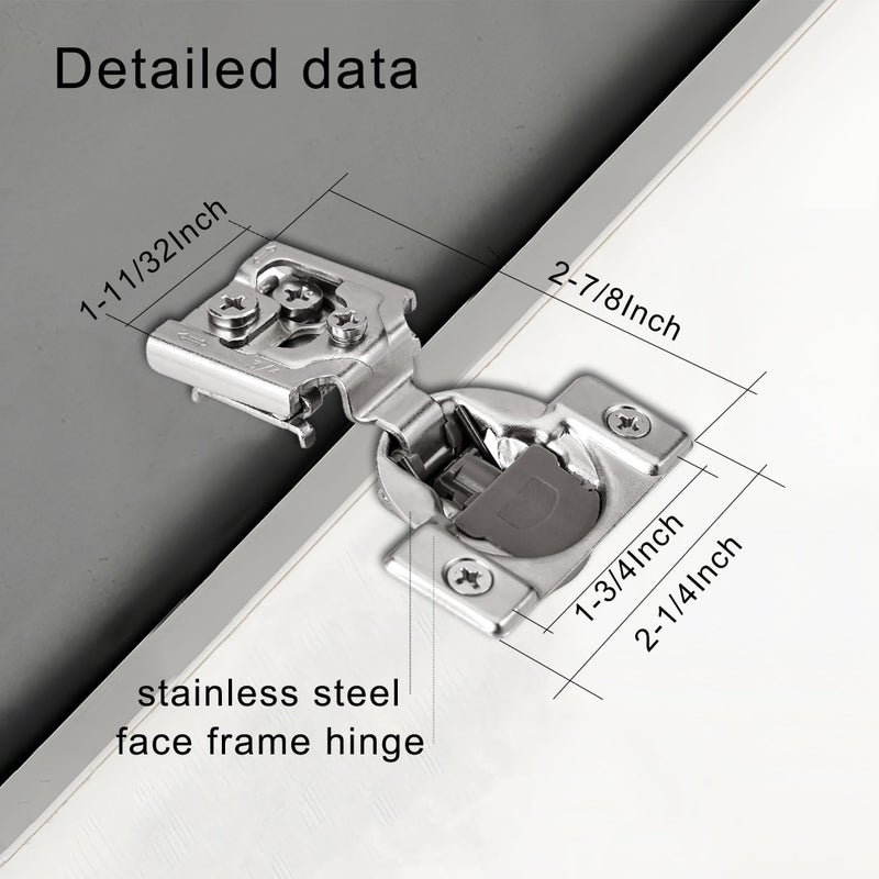 Redunest Redunest 3/4 Inch Overlay Soft Close Cabinet Hinges, 20 Pack Slow Soft Close Hinges for Kitchen Cabinets Satin Nickel Hidden Self Closing Kitchen Cabinet Hinges for Cupboard  - Image 4