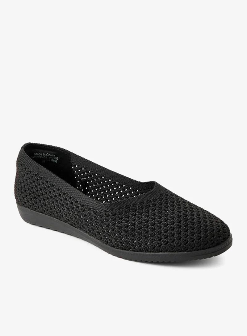 Flora Bella By Shoexpress BLACK Women Knit Textured Ballerina Shoes for Women | Best Price UAE