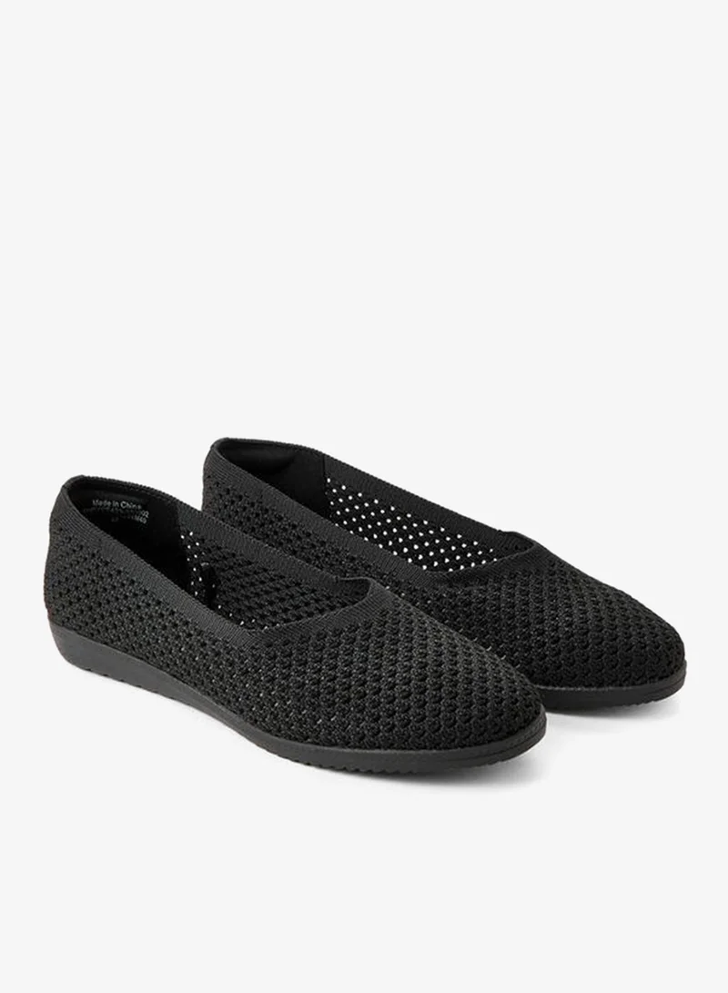 Flora Bella By Shoexpress BLACK Women Knit Textured Ballerina Shoes for Women | Best Price UAE