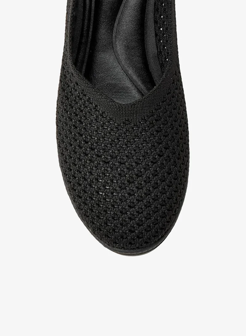 Flora Bella By Shoexpress BLACK Women Knit Textured Ballerina Shoes for Women | Best Price UAE