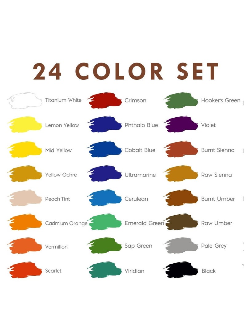 Generic Acrylic Paint Set 40PCS, Painting Kit With 24 Paints (12ml), 7 Brushes, 3 Canvases, Acrylic Paper, Tabletop Easel And Palette, Professional Craft And Art Painting Supplies For Adults And Kids  - Image 3