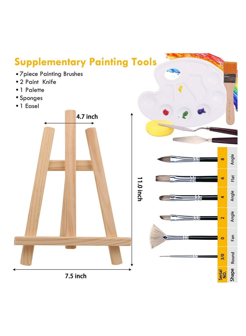 SUZZ Acrylic Paint Set, Painting Kit With 24 Paints (12ml), 7 Brushes, 3 Canvases, 16 Sheets Acrylic Paper, Tabletop Easel And Palette, Professional Craft And Art Painting Supplies For Adults And Kids - Image 5