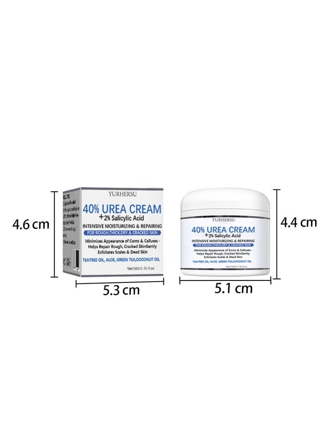 YURHERSU كريم اليوريا 40% بالإضافة إلى حمض الساليسيليك 4.6 أونصة، كريم لليدين مزيل مسامير القدم، كريم للقدمين للأقدام الجافة المتشققة واليدين والكعب والمرفقين والأظافر والركبتين، يرطب وينعم البشرة بشكل مكثف، ويقشر الجلد الميت  - Image 3