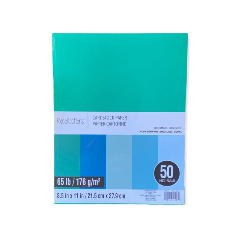 Recollections 50 Sheets 85 x 11 Blue Ombre Cardstock Paper by Recollections Acid and Lignin Free Paper for Scrapbooks Arts Crafts 1 Pack
