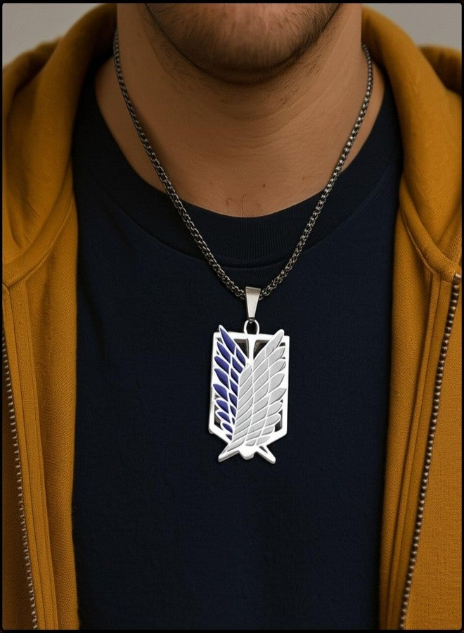 Offo Attack on Titan Anime Locket Necklace – Premium Steel Double Band Pendant for Boys, Men & Women | Cosplay Fashion Jewelry Gift for Anime Fans & Collectors - Image 3