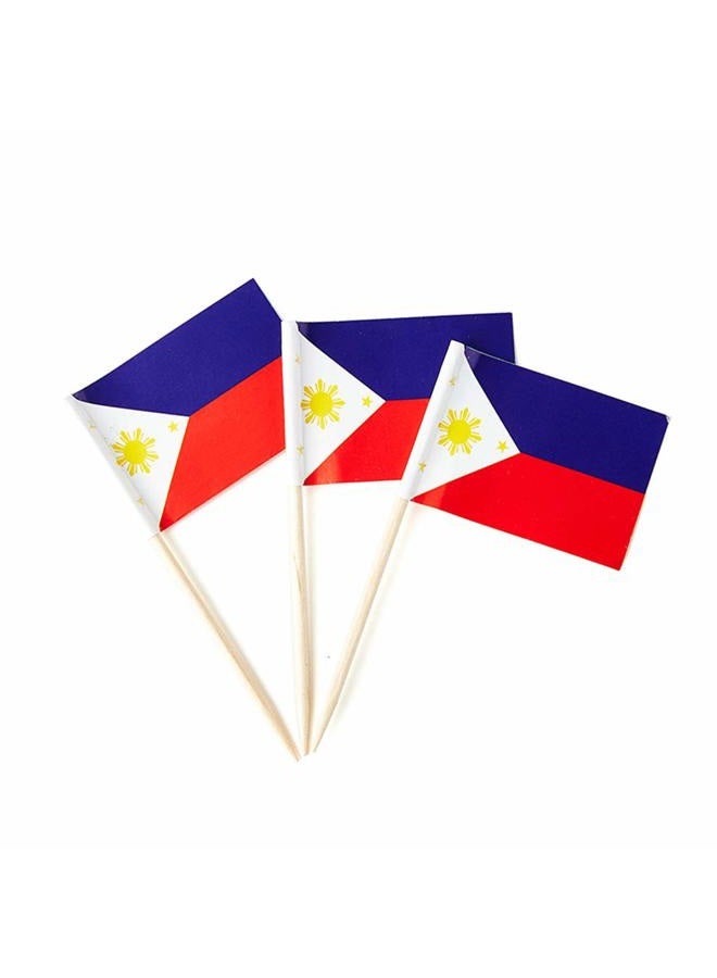mflagperft Philippines Flag Filipino Small Toothpick Mini Stick Flags Decorations (100 pcs) - Image 1