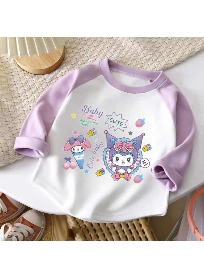 Girls T-shirt Autumn And Winter Kuromi Sleeve Outer Wear Bottoming Shirt Baby Korean Style Foreign Style Versatile Top Trendy