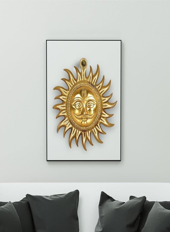 إم إف تمثال سوريا ديف المعدني المعلق على الحائط، وجه الشمس، رمزٌ للبهجة والإيجابية، مناسب لديكور المنزل والمكتب، بلمسة نهائية نحاسية، تمثال سوريا بهاجوان المعلق على الحائط (وجه الشمس) - 10 - Image 4