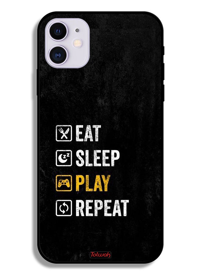 Tolwak Apple iPhone 11 Protective Case Eat Sleep Play Repeat - Image 2