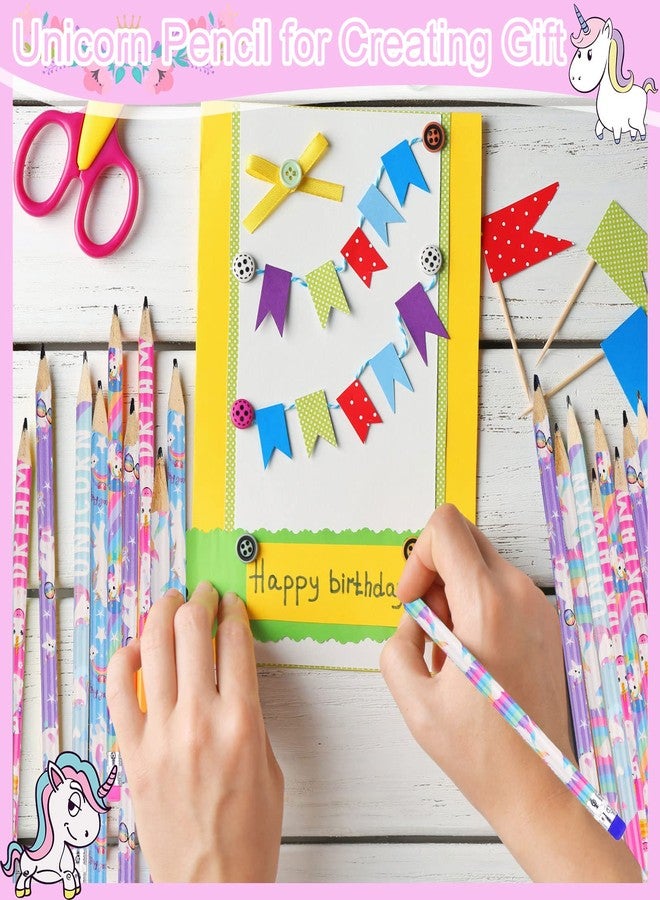 Fainne Rainbow HB Unicorns Pencils - Erasable Graphite Pencils with Erasers for Kids, Unicorn Party Favors (36 Pack) - Image 5