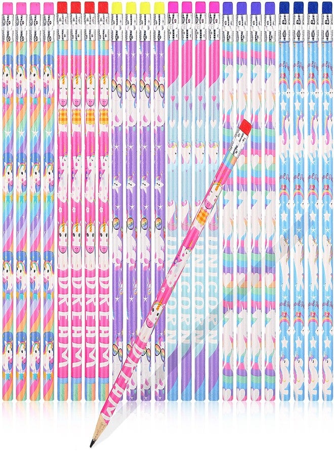 Fainne Rainbow HB Unicorns Pencils - Erasable Graphite Pencils with Erasers for Kids, Unicorn Party Favors (36 Pack) - Image 1