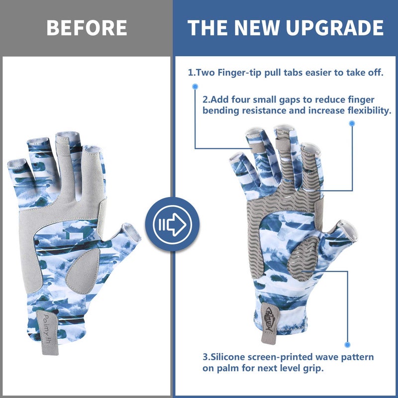 Palmyth UV Protection Fishing Fingerless Gloves UPF50+ Sun Gloves Men Women for Kayaking, Hiking, Paddling, Driving, Canoeing, Rowing (Mountain Sky, X-Large) - Image 2