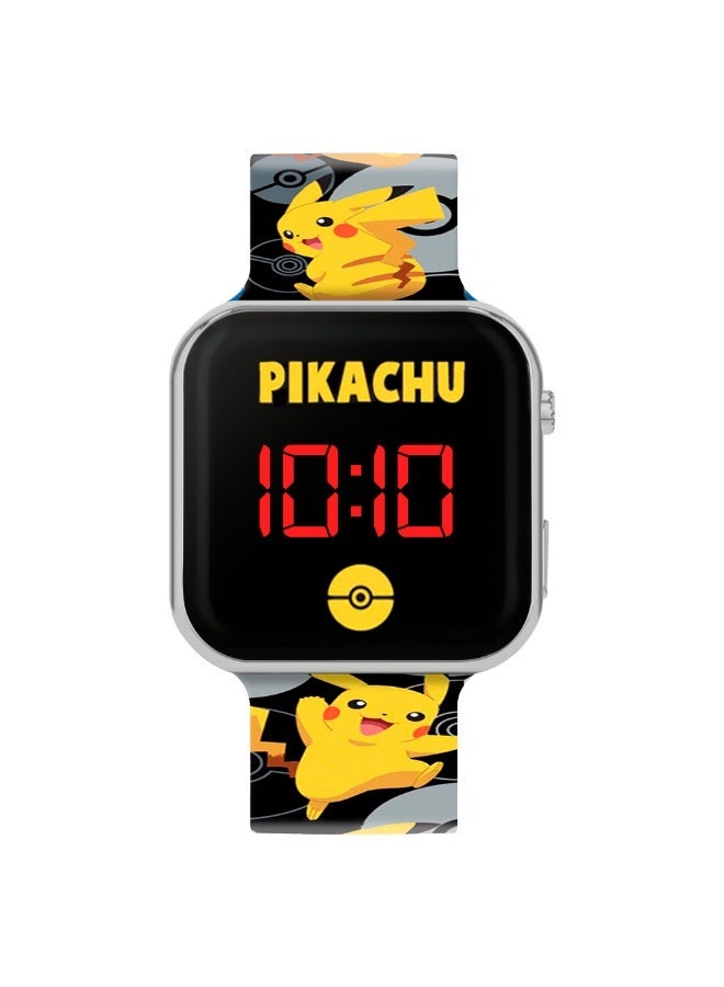 بوكيمون ساعة يد بإضاءة  وسوار مطبوع عليه بيكاتشو بوكيمون - Image 1