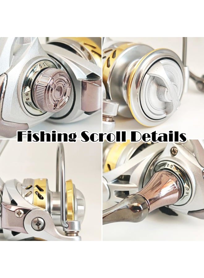 EMMRAGNO Compact Small Spinning Reels, Size 800 is Perfect for Ice Fishing and Freshwater Fishing, Up to 18.8 Max Drag, 5.2:1 Gear Ratio, Ultra Smooth Powerful, CNC Aluminum Spool, 12+1 BB Light Weight - Image 5