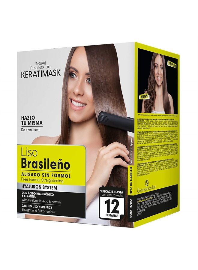 Be Natural Brazilian Straightening Kit with Keratin and Hyaluronic Acid, Free of Formol and Parabens, 12 Weeks of Professional Straightening - Image 1
