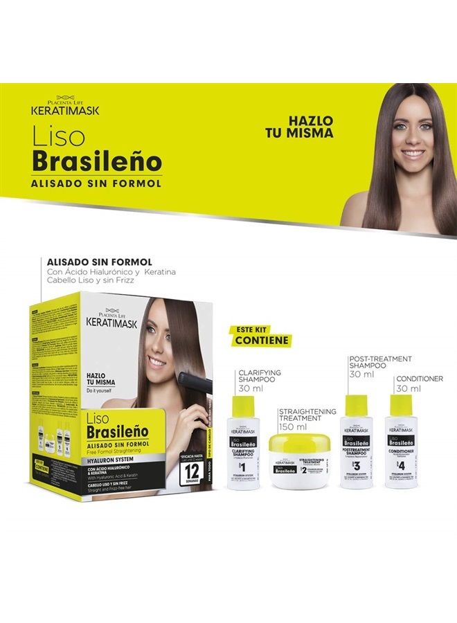 Be Natural Brazilian Straightening Kit with Keratin and Hyaluronic Acid, Free of Formol and Parabens, 12 Weeks of Professional Straightening - Image 3