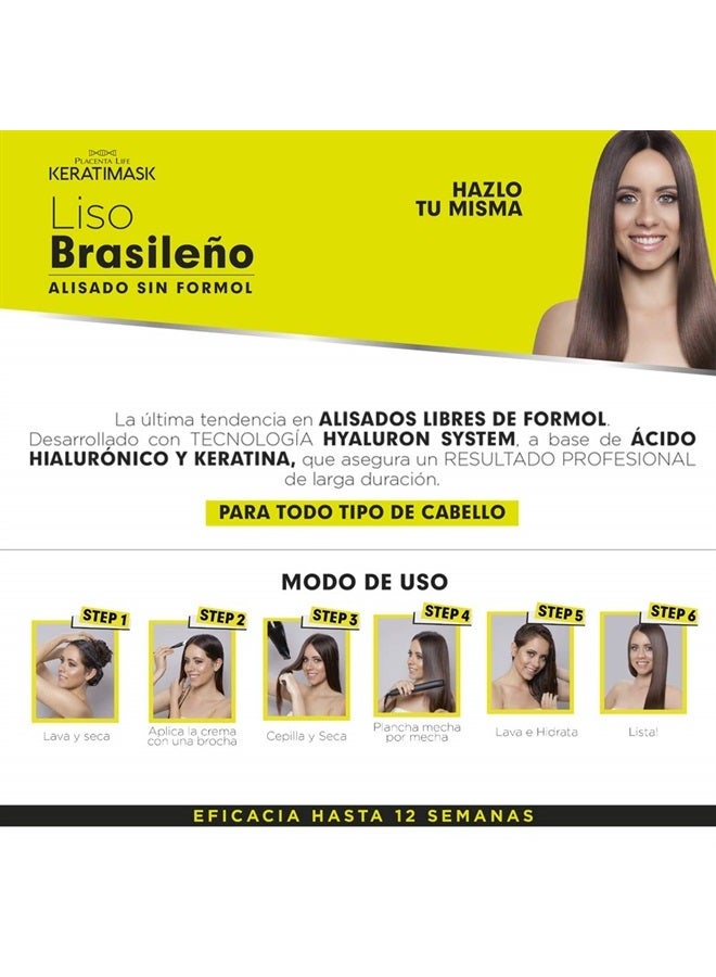 Be Natural Brazilian Straightening Kit with Keratin and Hyaluronic Acid, Free of Formol and Parabens, 12 Weeks of Professional Straightening - Image 5