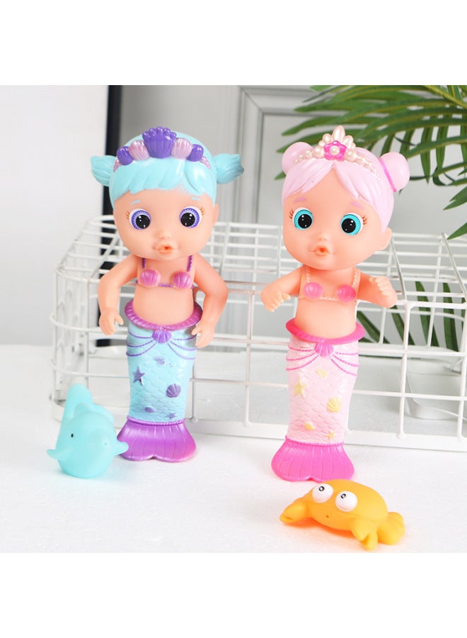Children's Play Toy Doll Will Spray Mermaid Vinyl Doll Simulation Soft Glue Doll Birthday Gift Box-Color:Pink Clip Bag - Image 3