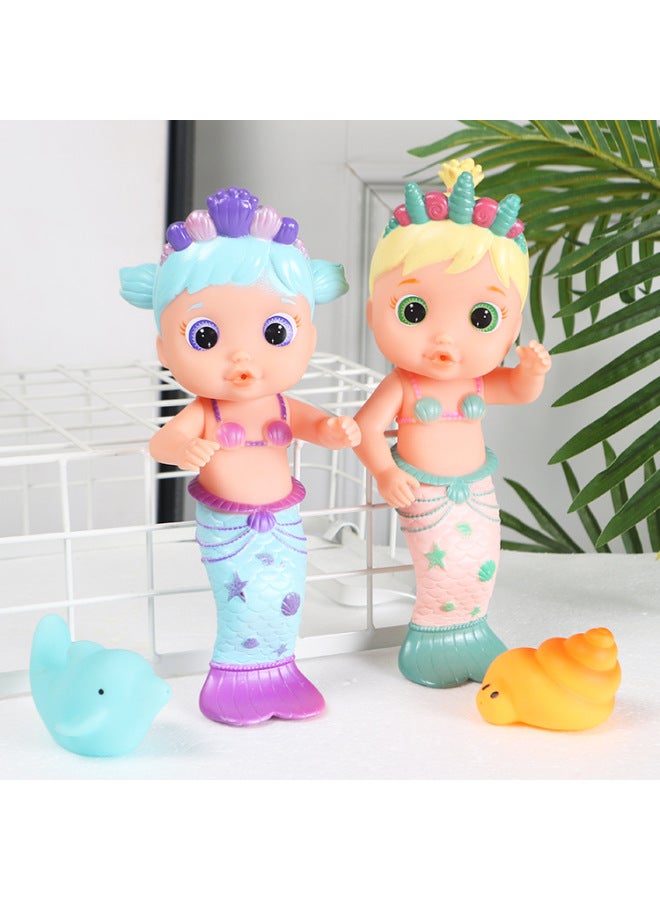 Children's Play Toy Doll Will Spray Mermaid Vinyl Doll Simulation Soft Glue Doll Birthday Gift Box-Color:Pink Clip Bag - Image 5