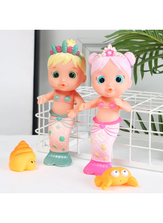 Children's Play Toy Doll Will Spray Mermaid Vinyl Doll Simulation Soft Glue Doll Birthday Gift Box-Color:Pink Clip Bag - Image 4