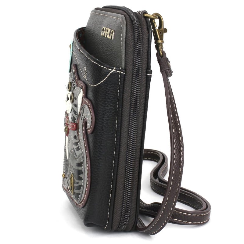 CHALA Wallet Crossbody Cell Phone Purse - Women Faux Leather Multicolor Handbag with Adjustable Strap - Gray Tabby Cat - black - Image 4