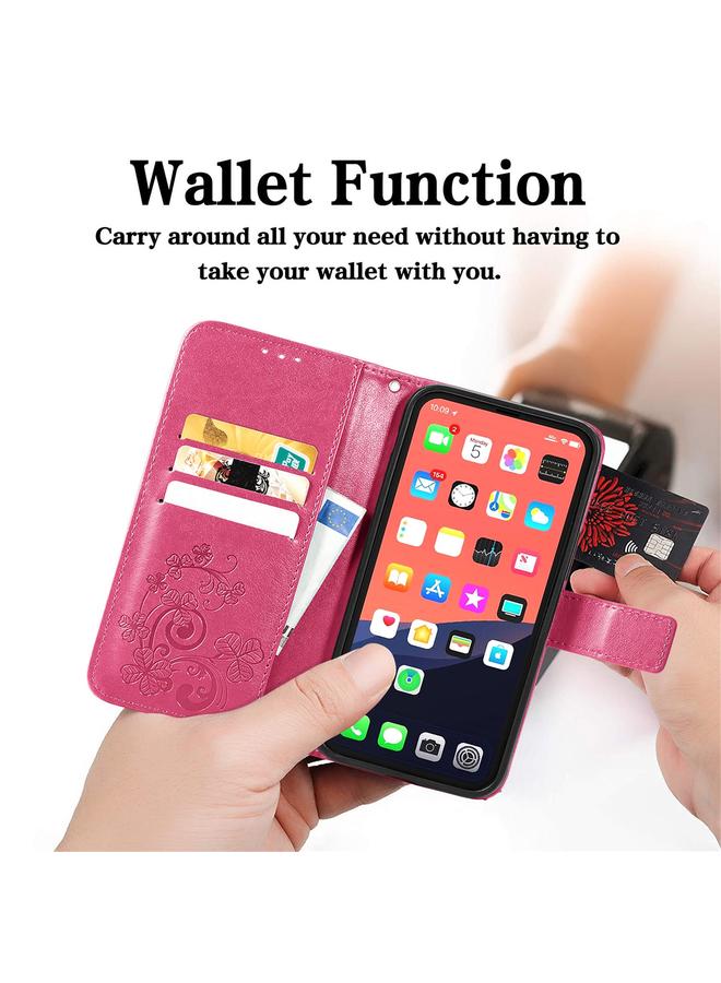 S-TOP Case For iPhone 13 Four-leaf Clover Clasp Embossed Buckle Mobile Phone Protection Leather Case with Lanyard & Card Slot & Wallet & Bracket Function - Image 5