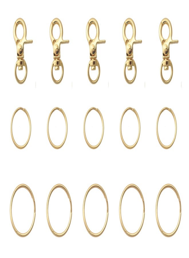 Ruwado Dog Tag Clips With Keychain - 5 MultiPurpose Metal Rings for Pet Kitten Cat Collars ID Holder Harnesses (Gold) - Image 2