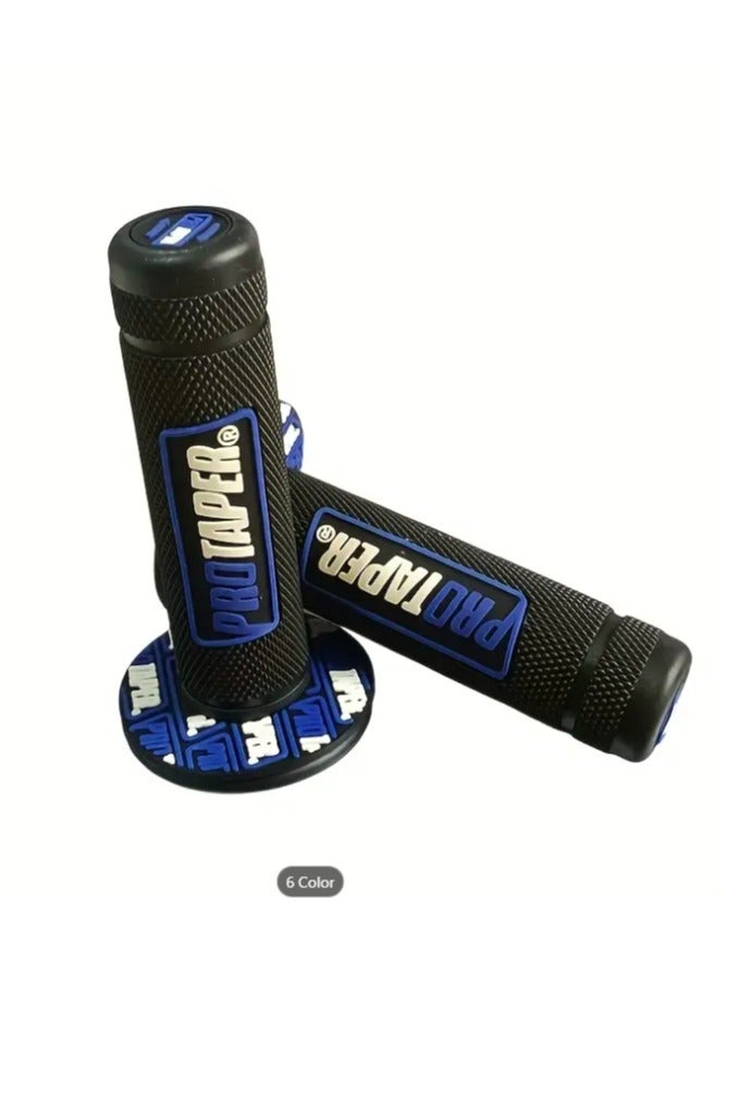 Pro Tapes Pair of Motor Bike Handle Bar Grips, Blue & Black - Image 1
