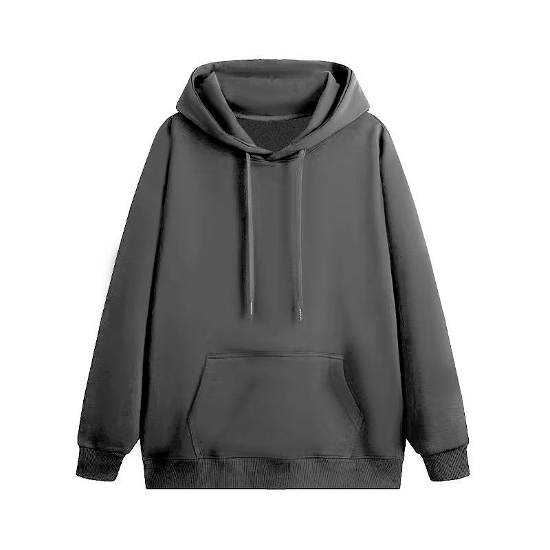 سترة بقلنسوة ببطانة فليس سوداء انفجارات - سترة بقلنسوة فضفاضة على الطراز الكوري للرجال والنساء - Image 1