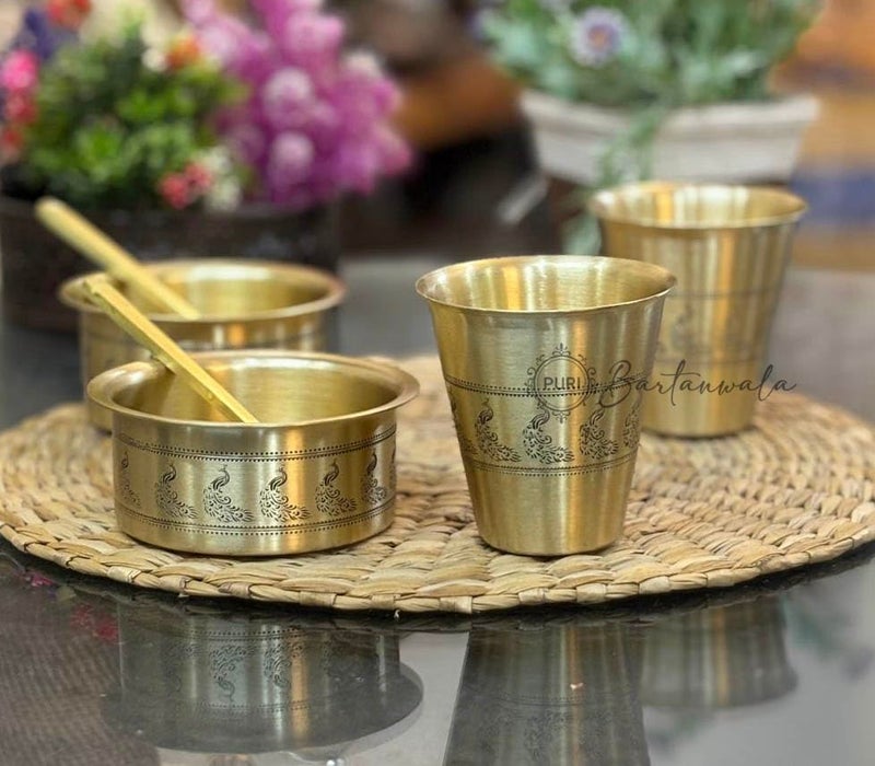 PURI BARTANWALA طقم دابارا من النحاس الهندي بورتنوالا طائر الطاووس 200 مل مجموعة من 2 - Image 4