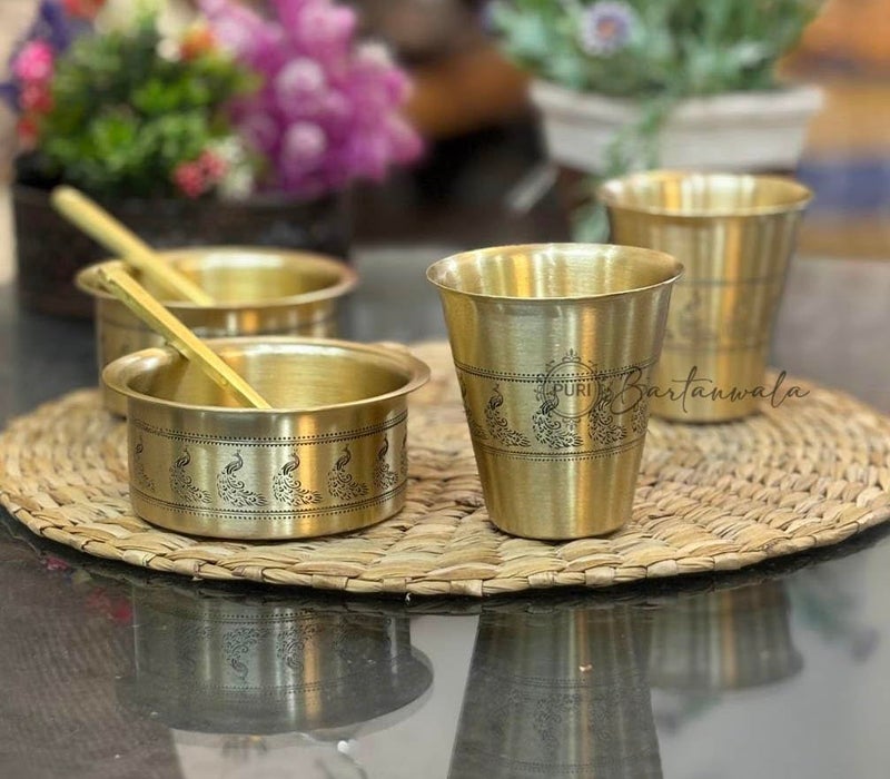 PURI BARTANWALA طقم دابارا من النحاس الهندي بورتنوالا طائر الطاووس 200 مل مجموعة من 2 - Image 5