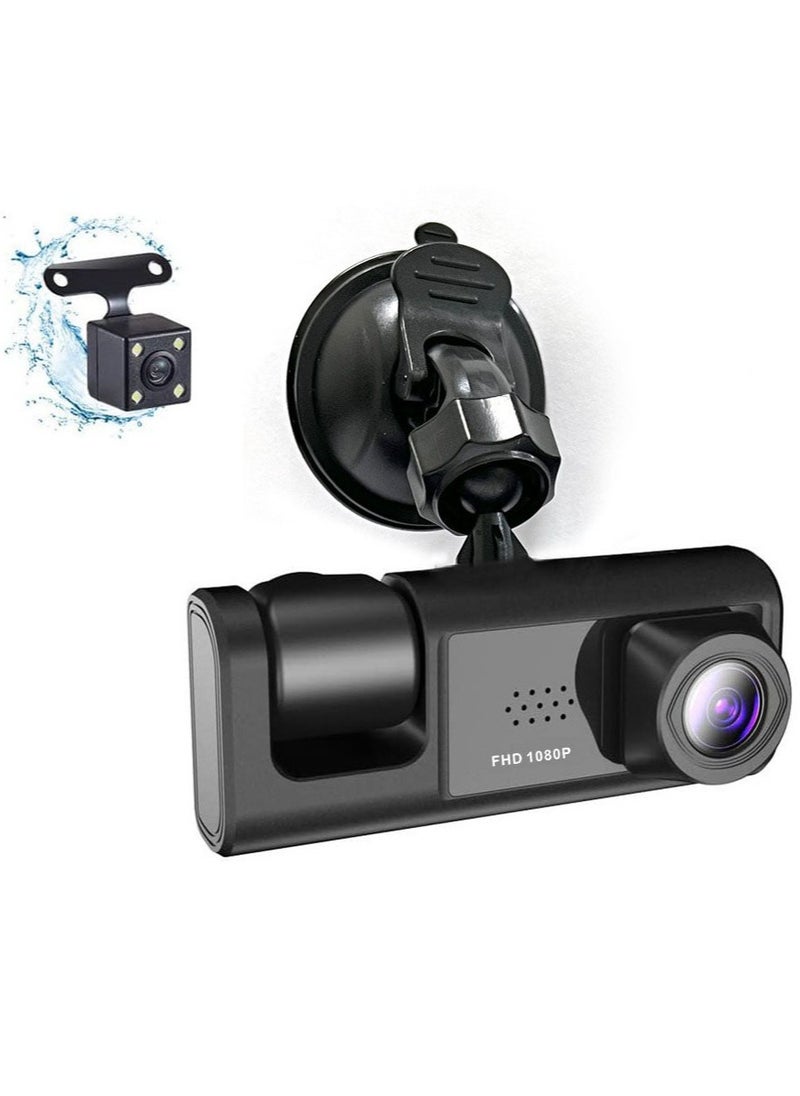 Generic 3-Channel Car Dash Camera: 130° Wide Angle, 1296x1080P Front, Inside, and Rear Camera  - Image 1
