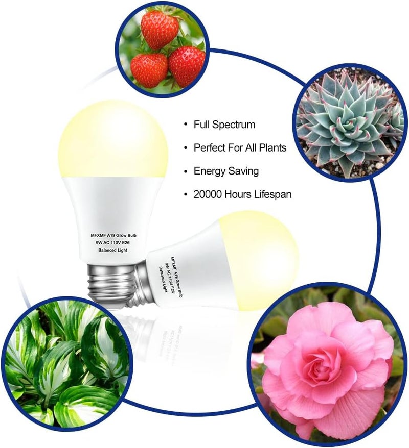 mfxmf 6 Pack LED Grow Light Bulbs A19 Bulb, Full Spectrum Plant Light Bulb, 9W E26 Grow Bulb Replace up to 80W, Grow Light for Indoor Plants, Flowers, Greenhouse, Indore Garden, Hydroponic - Image 4
