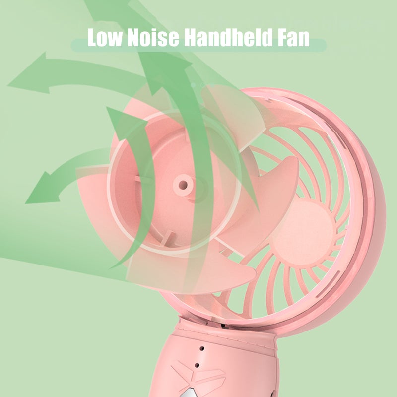 Handheld Fan with Base 2000mAh Battery Portable Mini Fan 3 Speed Low Noise Personal Desk Fan for Travel Camping Office Home USB Rechargeable Electric Fans - Image 5