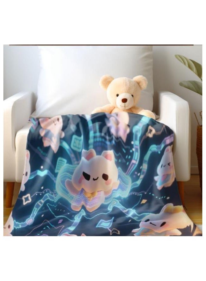 عام بطانية رقيقة من الفانيلا الكرتونية للأطفال أو الطلاب (دافئة ومريحة ومناسبة للنوم والألعاب) 100 سم * 150 سم - 1041 - Image 1