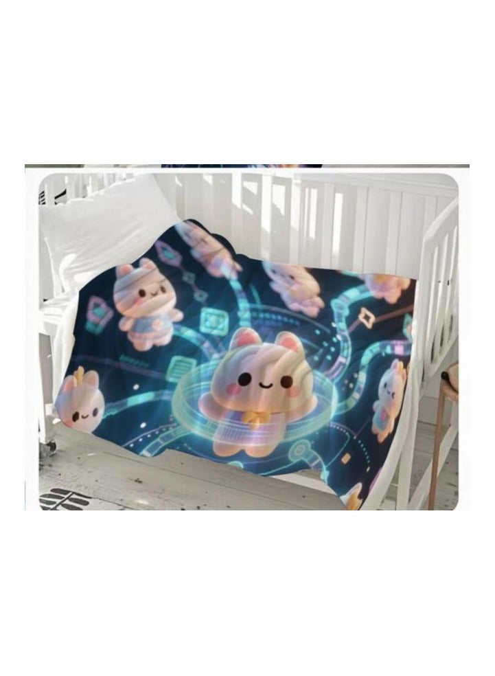 عام بطانية رقيقة من الفانيلا الكرتونية للأطفال أو الطلاب (دافئة ومريحة ومناسبة للنوم والألعاب) 100 سم * 150 سم - 1041 - Image 3