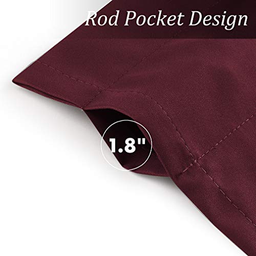 Valea Home Blackout Valance Curtains Waterproof Soft Rod Pocket Valance for Kitchen and Bathroom Window Room Darkening Valances for Bedroom, 2 Panels, 52 inch x 18 inch, Burgundy Red - Image 4