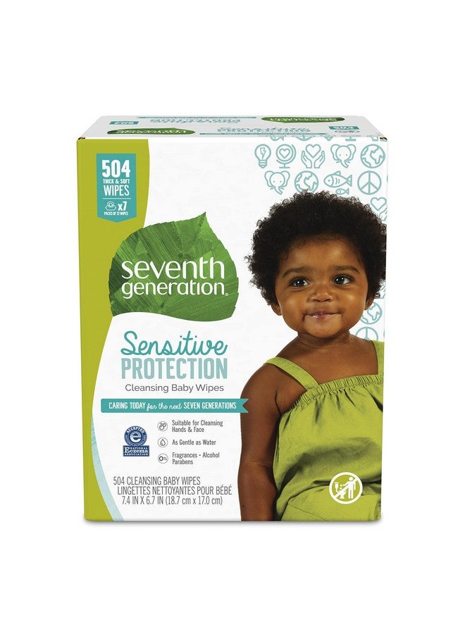 Seventh Generation Baby Wipes, Sensitive Protection With Flip Top Dispenser, White, Unscented, 72 Count (Pack Of 7) (Packaging May Vary) - Image 1