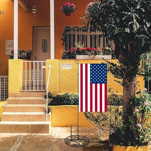 ESTTOP Garden Flag Stand Base, Free Standing Decorative Metal Scroll Flag Stand, 11 Inches Wide x 6 Inches High 1.4 lbs Solid Steel, Suit for Yard, Patio,Lawn, Deck, Sidewalk, Tailgate, Porch - Image 5